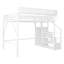 Lit mezzanine en métal avec escalier, rangement et garde-robe encastré en métal, blanc, conception stable, capacité de poids de 400 lb, sous la surface de 54,3 po pour les petites chambres de grande taille, support de tablettes, espace polyvalent-234409520-234409677