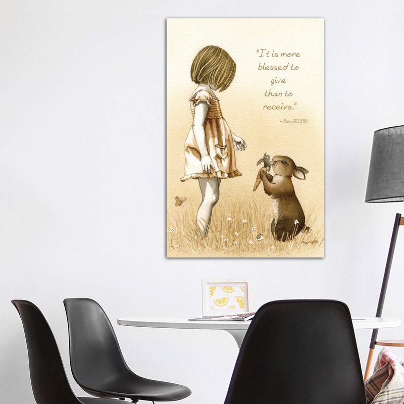 Girl With The Giving Rabbit by Tracy Lizotte - Wrapped Canvas Painting, 152.5 cm H x 101.5 cm W
