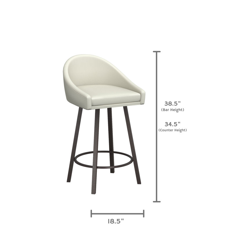 Tabouret de comptoir pivotant 26 po Aoibh, Tabouret de comptoir (siège d'une hauteur de 26 p, Blanc cassé