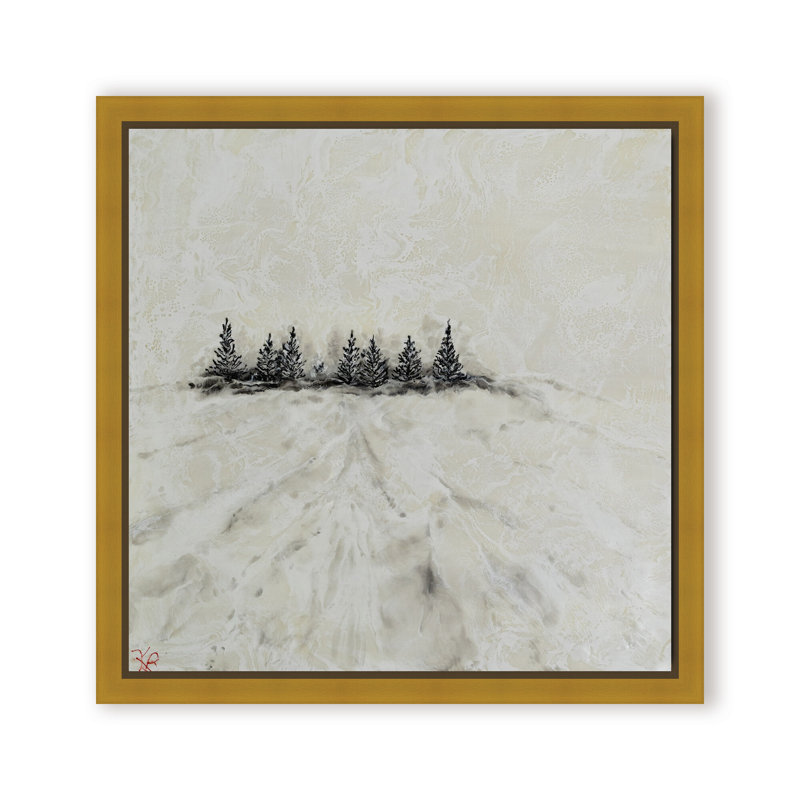 Nature Inspired "Frosted Horizon" Canvas Wall Art By , 20" H x 20" W, Framed Matted Print, Beige