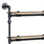 Support mural à 4 niveaux à structure en métal avec conduites d'eau, finition chêne et noir sablé, tablettes en placage de l 23 po x l 9 po, séparation de 12 po, poids de 10 lb par tablette, style, placage, grand espacement