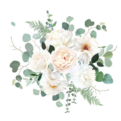 Rose, pivoine, fleur de chrysanthème - peinture sur toile tendue