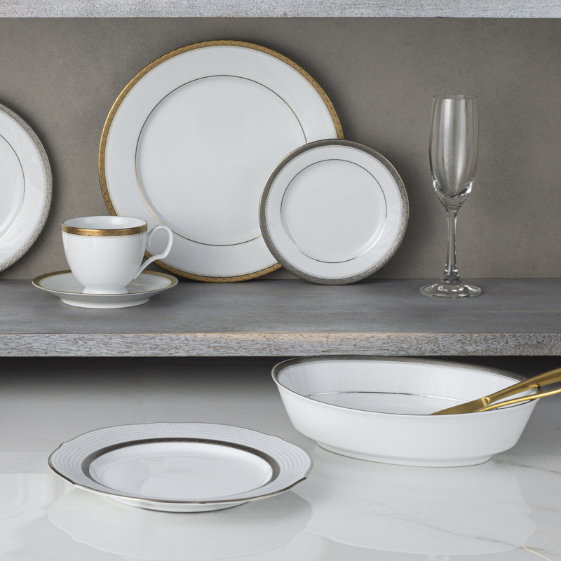Bol à légumes Noritake Charlotta, 9 3/4 po, 32 oz, Blanc / gris