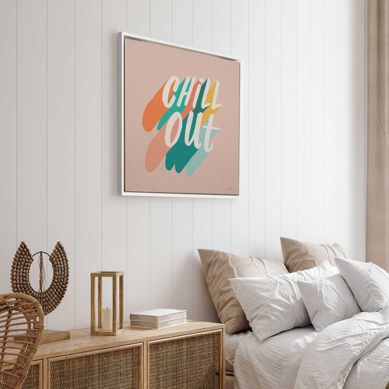 «Retro Chill Out», reproduction sur toile, Cadre flottant blanc opaque, H 16,75 po x l 16,75 po x P 1,75 po