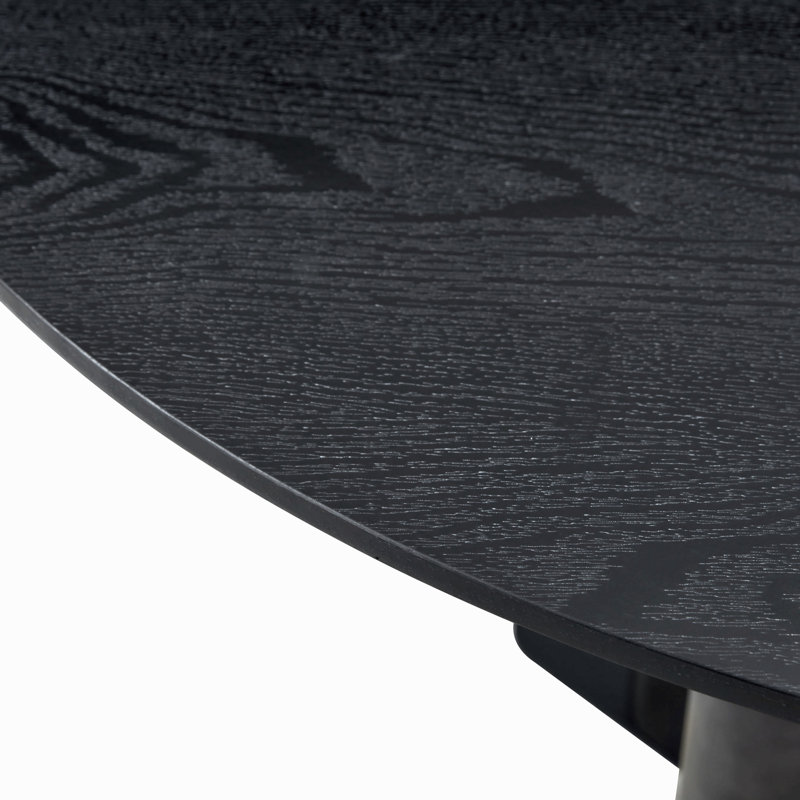 Table de salle à manger ronde en bois aggloméré à grain de bois noir (sans la chaise), Noir