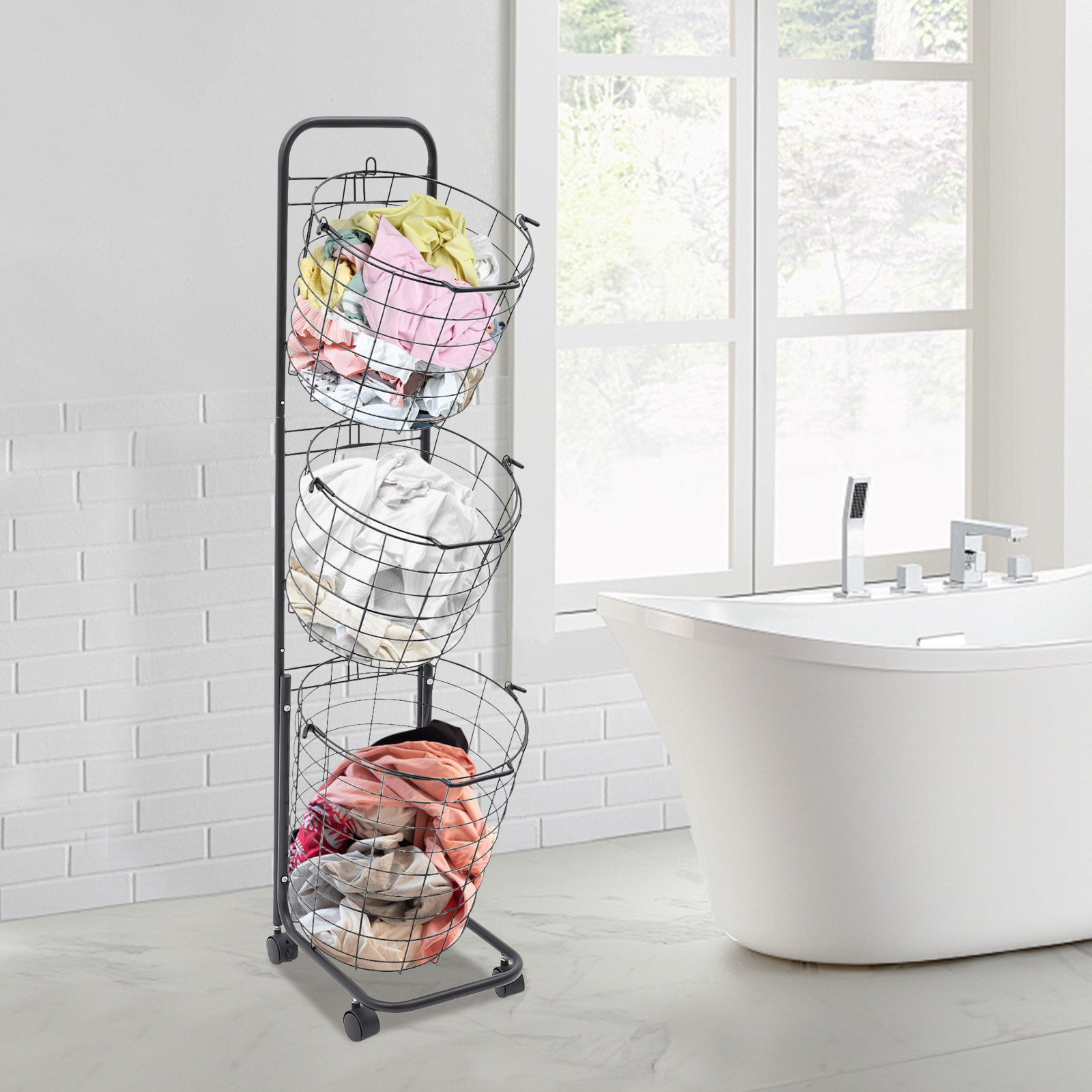 Rebrilliant Rolling Laundry Basket with Handles & Reviews | Wayfair
