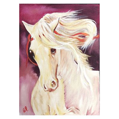 Cheval blanc | Huile sur toile | Par Sandeep Singh Randhawa