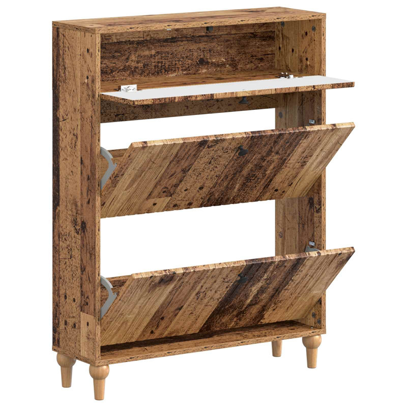 Flip Down Shoe Storage, Old Wood