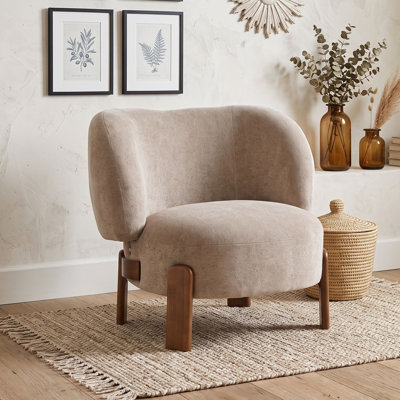 Fauteuil d'appoint sans accoudoirs à oreilles, avec rembourrage moelleux, soutien lombaire ergonomique et pieds en bois massif pour le salon