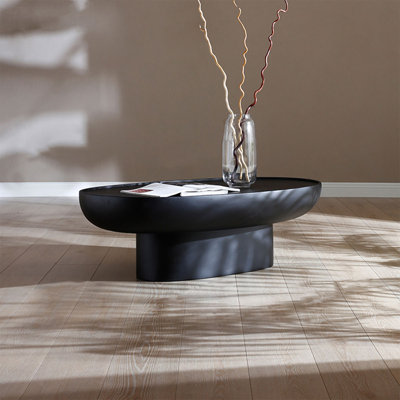 Black Fiberglass Oval Coffee Table