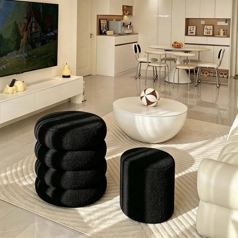 Tabouret de coiffeuse polyvalent à miroir avec rangement et couvercle amovible pour usages multiples, Velours noir