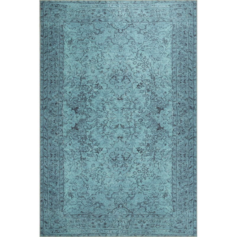 Luxurious Turquoise Area Rug, 7.5 x 10.8 Feet | 100% Polyester, 1850 g/m² | Pile Height: 0.2 Inches, Recycled Poly Cotton Underside | Machine Made, Soft and Durable | Perfect for Living Room, Bedroom, or Office Decor