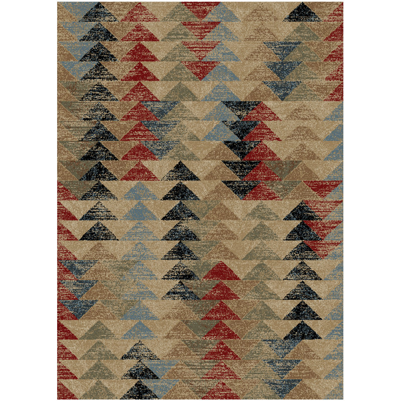 Tapis brun à motif géométrique Hiltz, Rectangle 5 pi 3 po x 7 pi 3 po