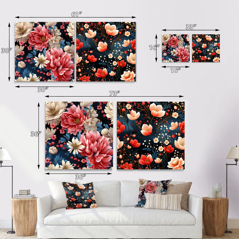 Leora - Ensemble de 2 art mural en verre acrylique, H 36 po x l 73 po