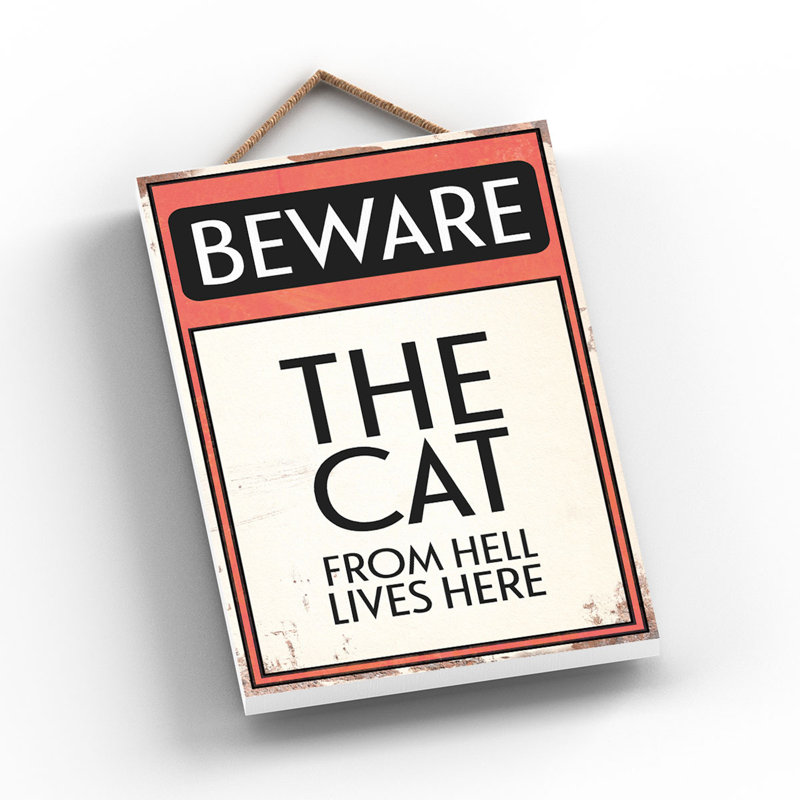 Beware The Cat From Hell - Print on MDF