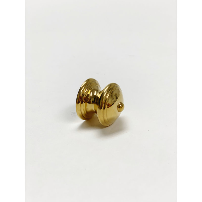 1 1/4" Diameter Round Knob, Unlacquered Polished Brass