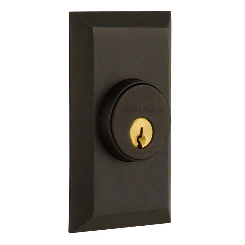 Nostalgic Warehouse Studio Plate Double Cylinder Deadbolt, Oil Rubbed Bronze