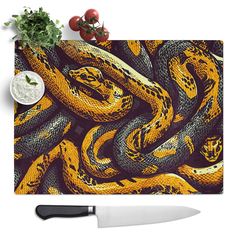 Python Snake Vol.3  Glass Chopping Board