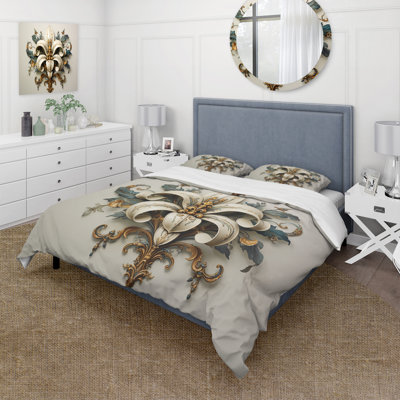 Ensemble de housse de couette en microfibre / polyester Fleur-De-Lis A Stylized Lilly Flower II