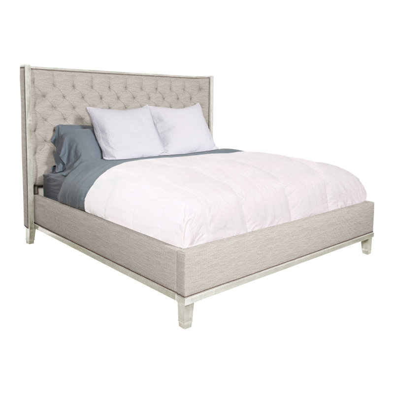 Michael Weiss Solid Wood Wingback Bed, Ian Pewter, Queen, Navajo