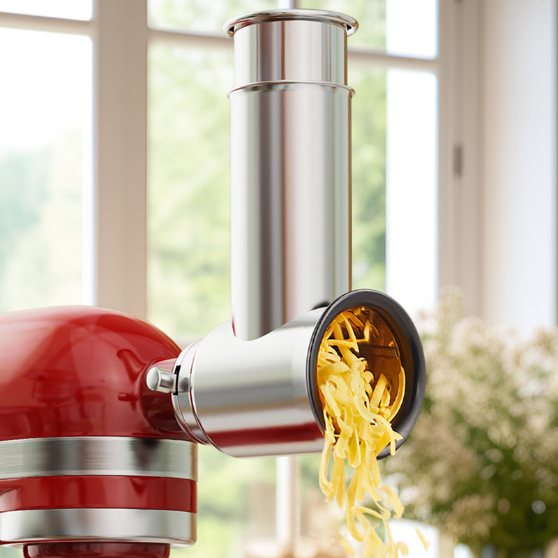 Gvode Cheese Grater & Slicer Shredder Attachment, Compatible with KitchenAid®, All Steel, 4 Blades