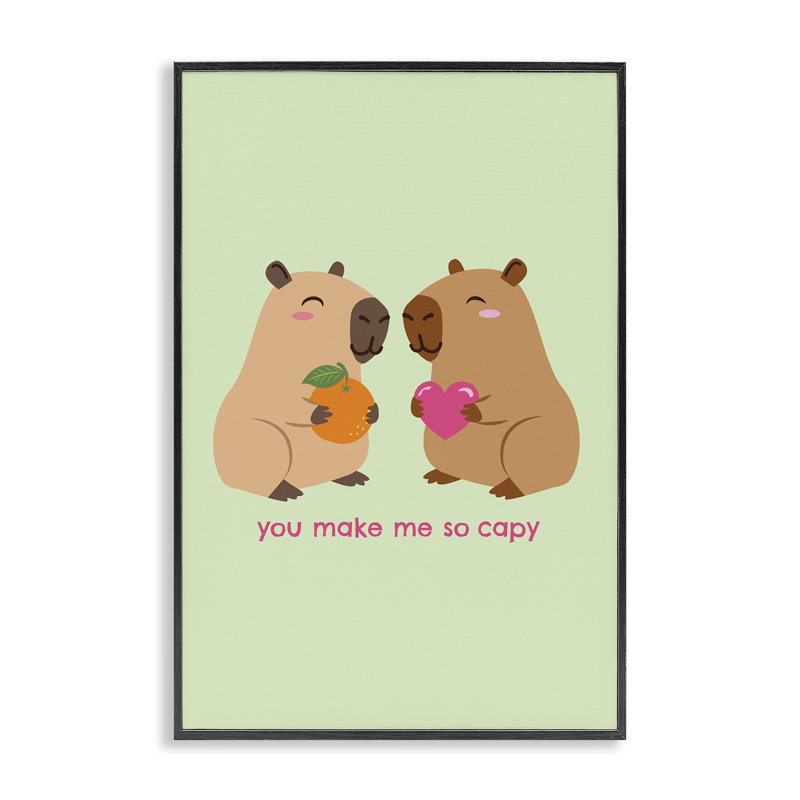 You Make Me So Capy Framed Giclee, design by Emily Dumas, 18" H x 12" W, Midnight Black Framed Giclee