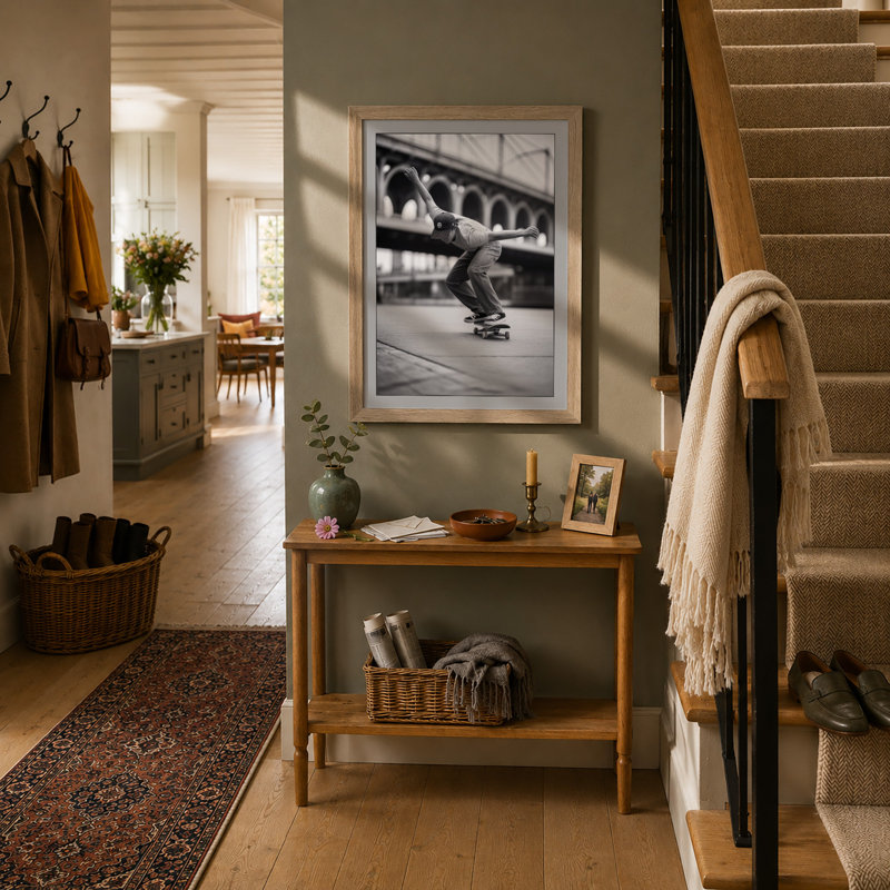 Skater Under Arches Industrial - Framed Print, A1 - 84.1 x 59.4 cm, Oak