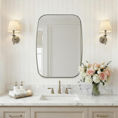 Miroir de salle de bain ovale moderne | Cadre en acier inoxydable