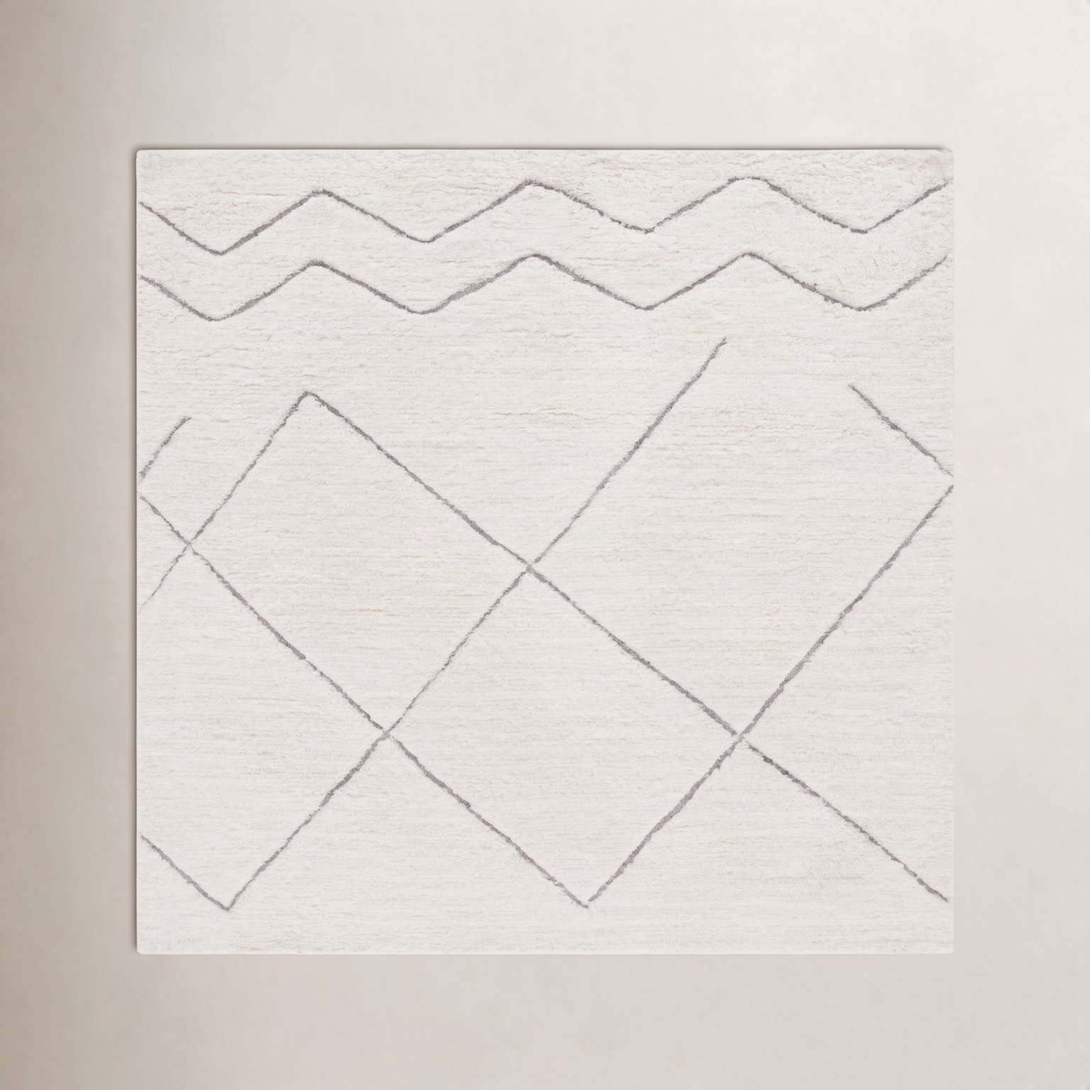 Henrie Ivory Gray Hand-Woven Geometric Rug, Square 6'