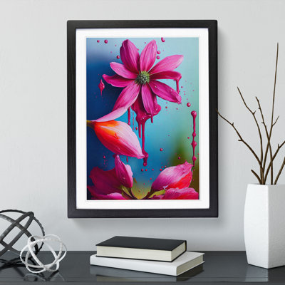 Flowers Dripping Paint No.1 Abstract - Framed Print