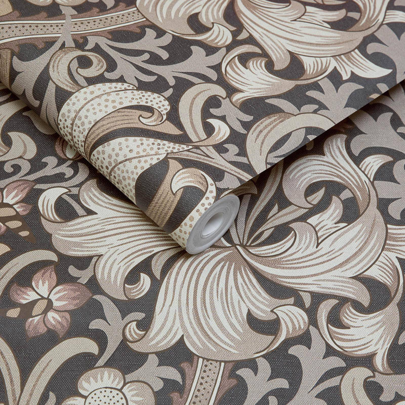 GOLDEN LILY Wallpaper - Black 9'10" - full height wallpaper