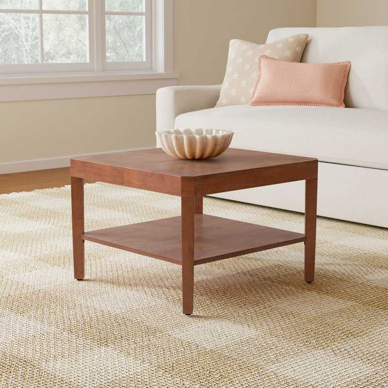 Ardentown Transitional Two-Tiered Square Coffee Table, Walnut