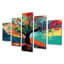 «Autumn Color Splash Tree On Mountain - Botanicals», art mural 5 pièces-260839145