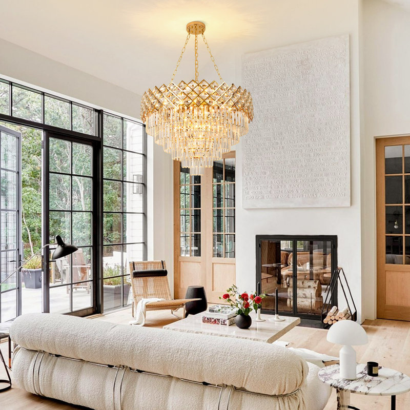Lustre à gradins Shiron, H 42,5 po x l 29,5 po x P 29,5 po, 15 lumières, 7