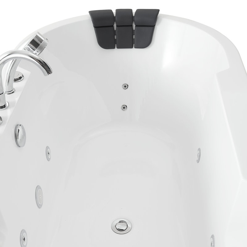 67" White Acrylic Freestanding Whirlpool Bathtub with Faucet