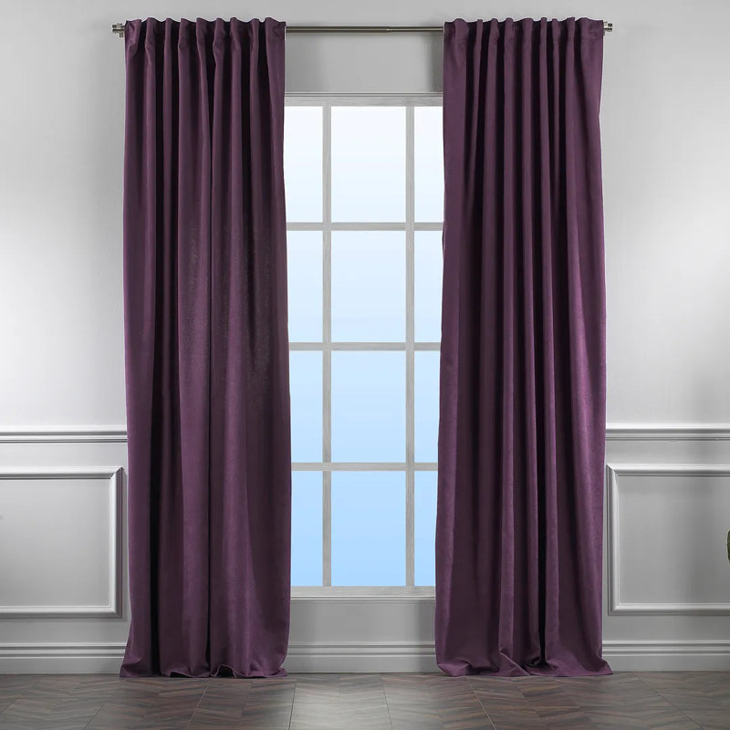Solid Room Room Darkening Tab top Curtain Panels, Purple, 52" W x 120" L