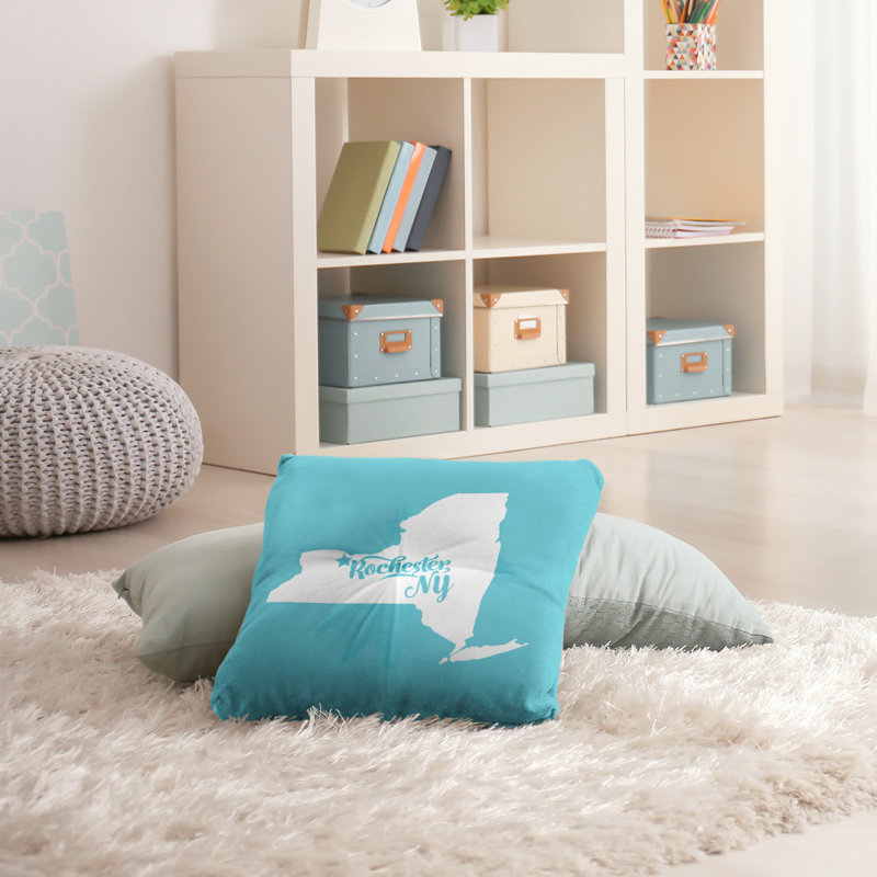 Coussin de plancher touffeté, 26 po x 26 po, Bleu sarcelle, Rochester