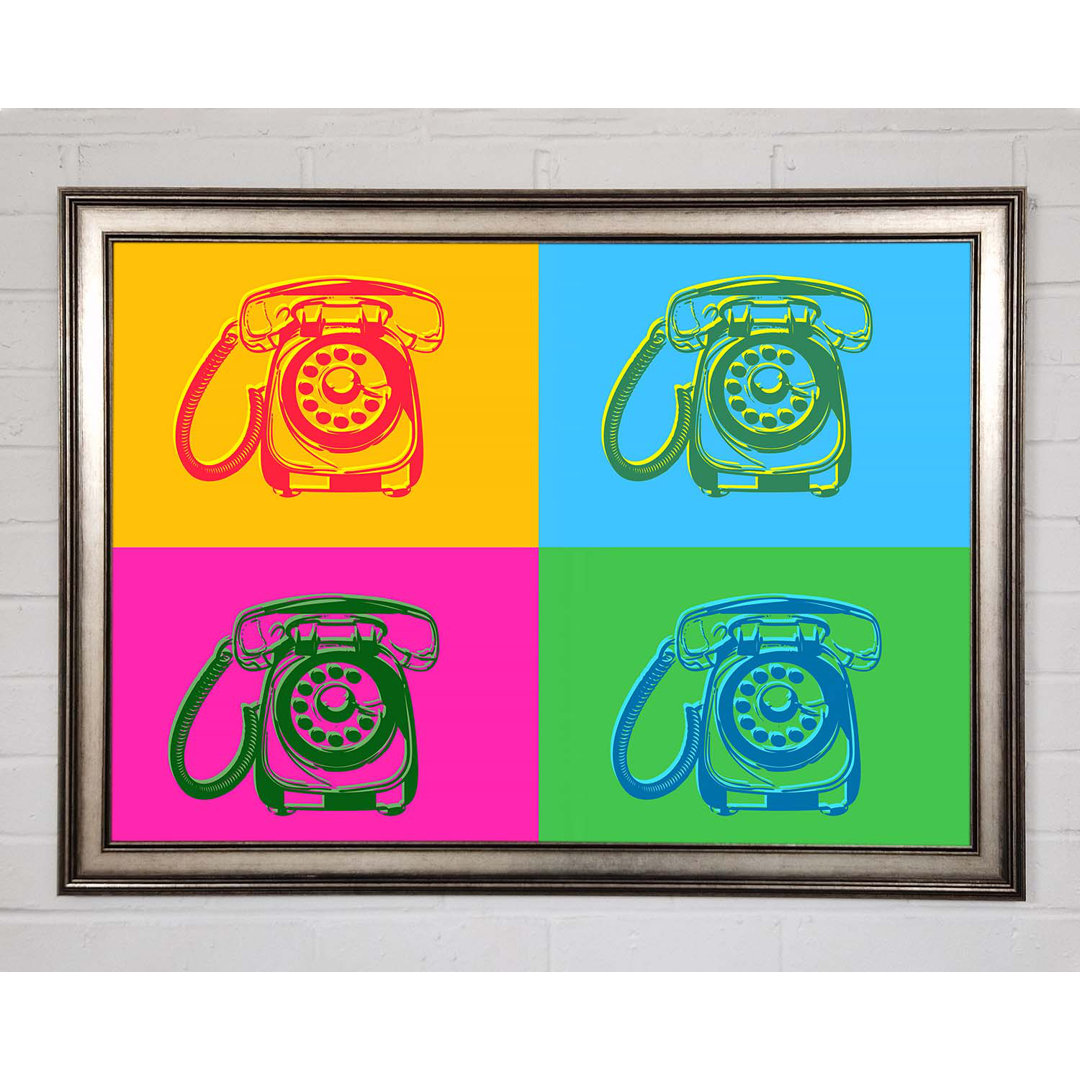 Gerahmtes Wandbild Pop Art Retro Telephones