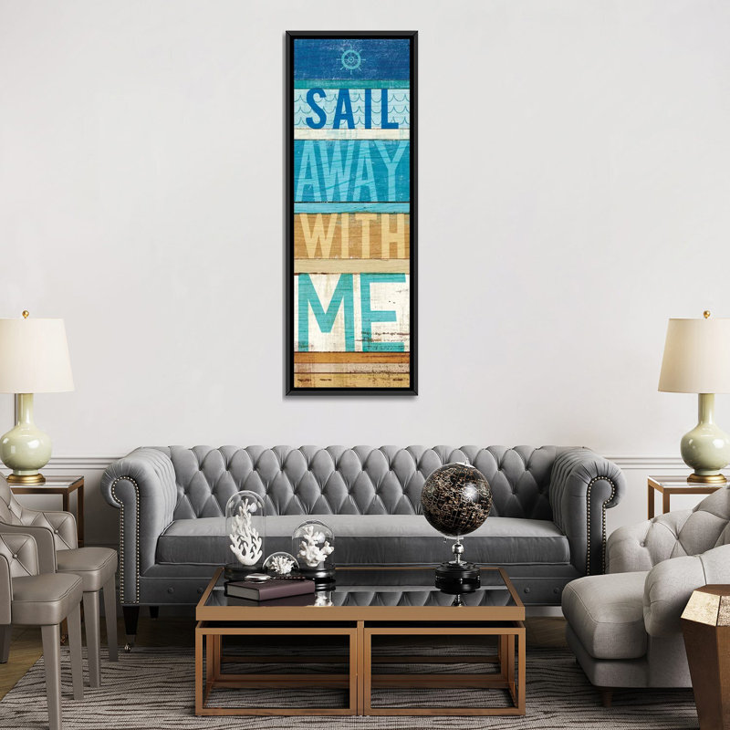 « beachscape inspiration iii », art textuel sur toile, H 36 po x l 12 po x P 1,5 po, Toile avec cadre noir