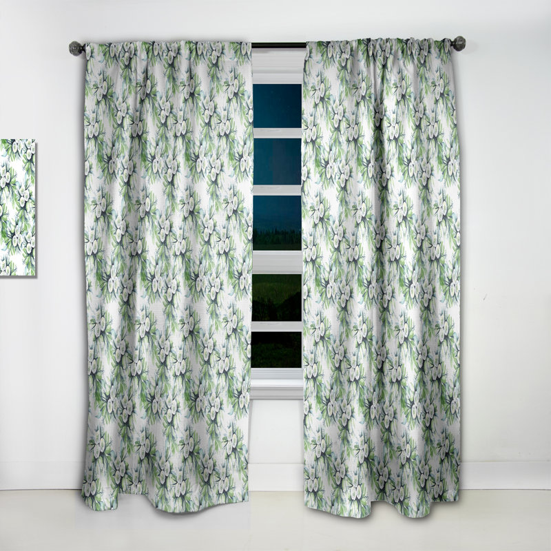 Elegant White Roses Bridesmaid's Bouquet - Floral Blackout Curtain Single Panel, 52" W x 90" L