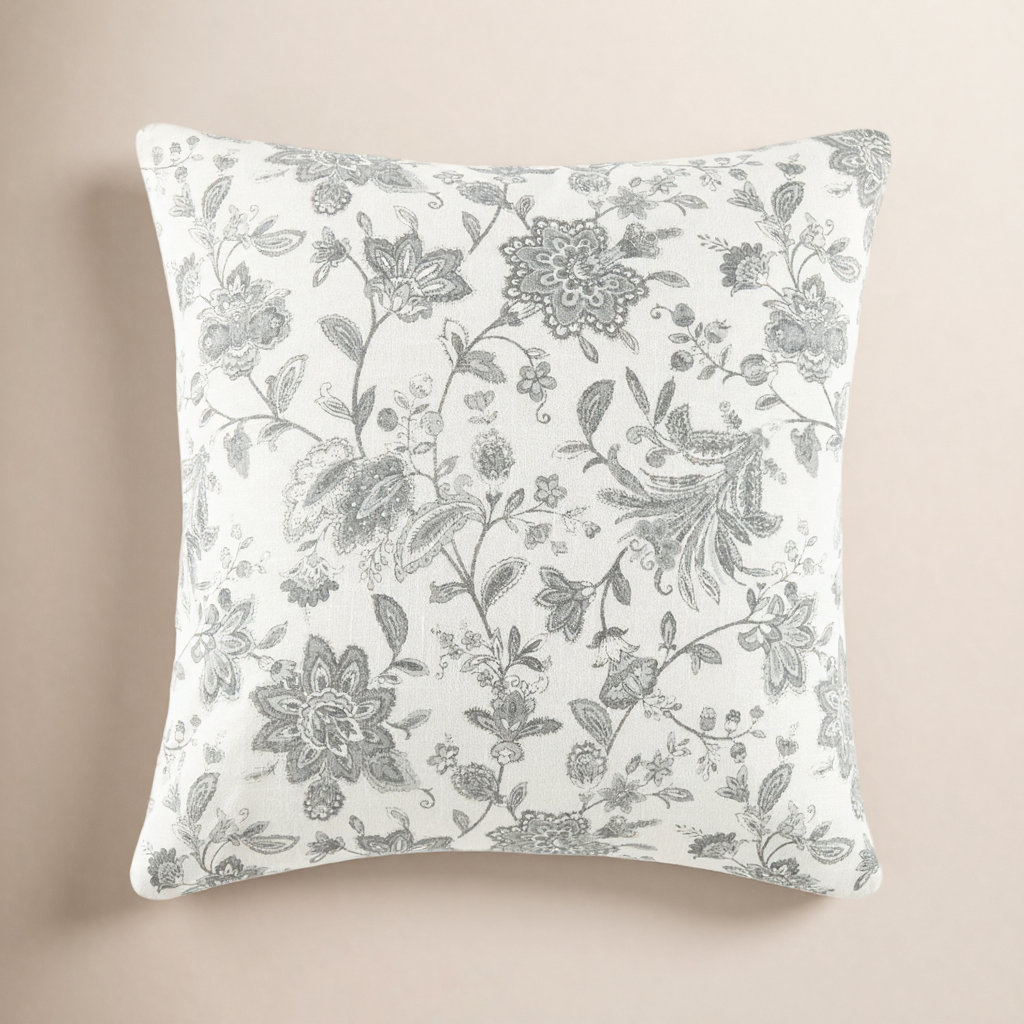 Rodanthe 20" x 20" Cotton Throw Pillow, Gray