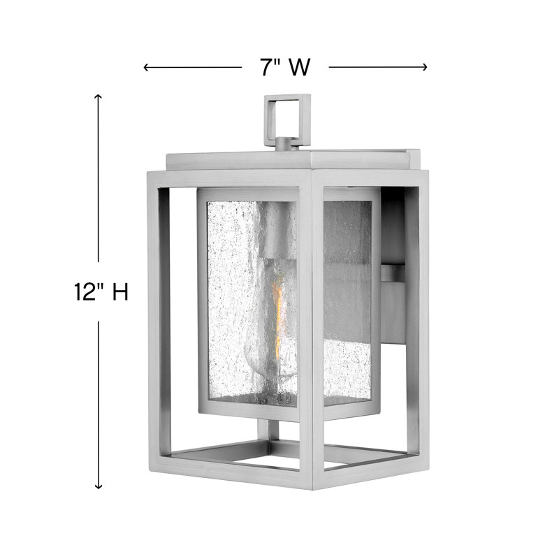 Medium Wall Mount Lantern, 12" H x 7" W x 6.75" D, Satin Nickel