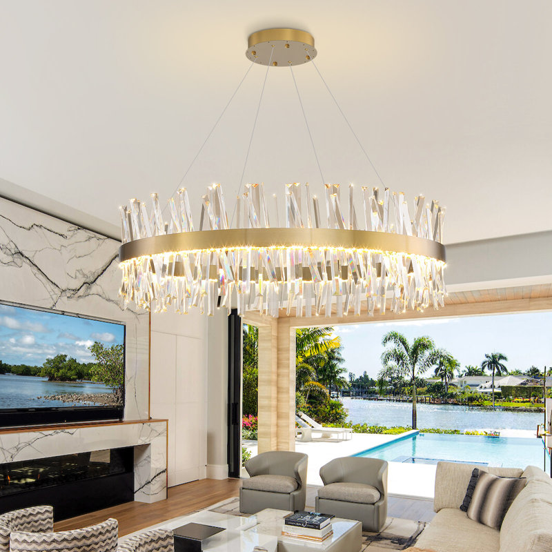 Lustre en cristal Glam, Doré, H 78 po x l 32 po x P 32 po