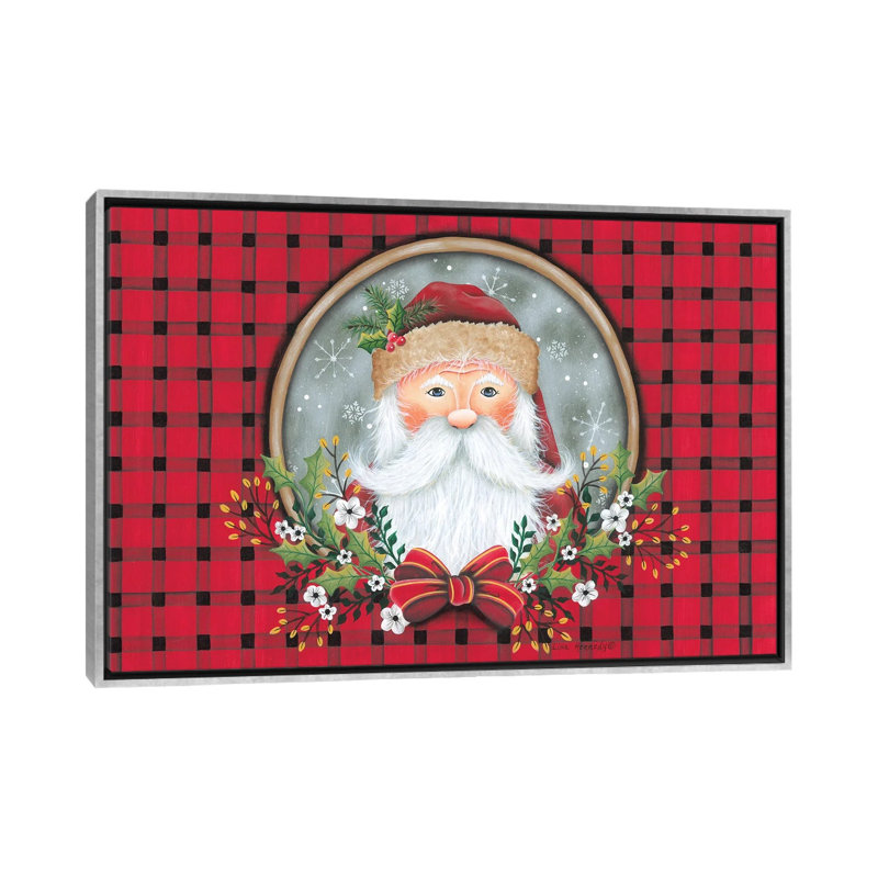 «Primitive Santa Portrait», reproduction d'art sur toile encadrée, H 32 po x l 48 po, Argent argent