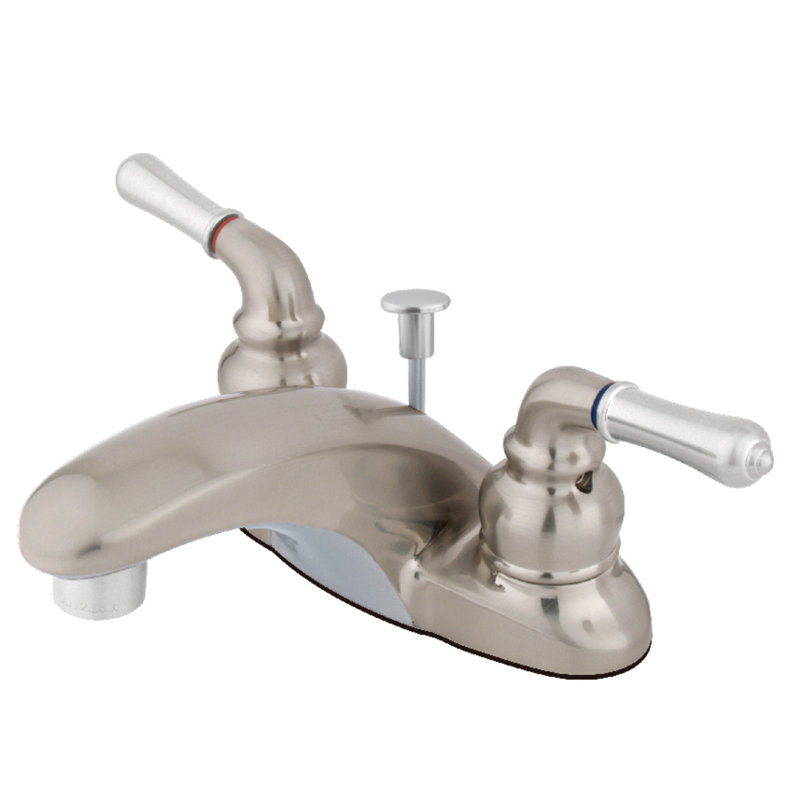 Kingston Brass Magellan Two-Handle 3-Hole Deck Mount 4" Centerset Bathroom Faucet, Brushed Nickel/Polished Chrome