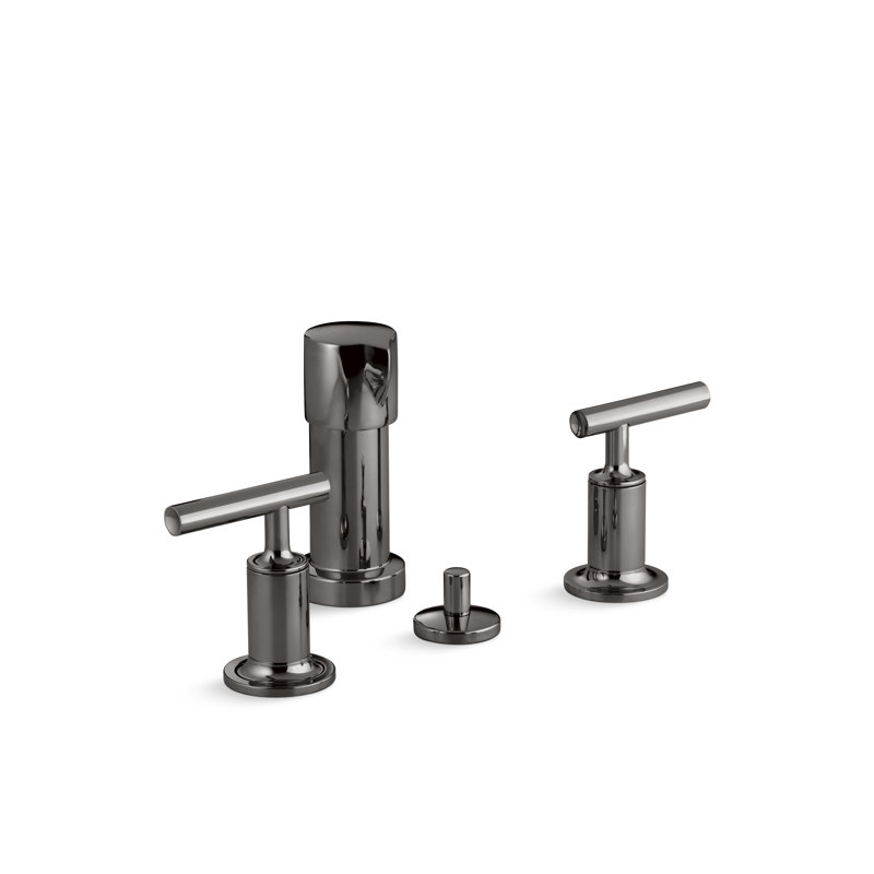 Purist Vertical Spray Bidet Faucet with Handles, Lever, Vibrant Titanium