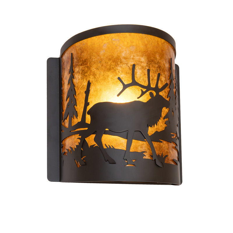 8" Wide Elk At Lake Right Wall Sconce