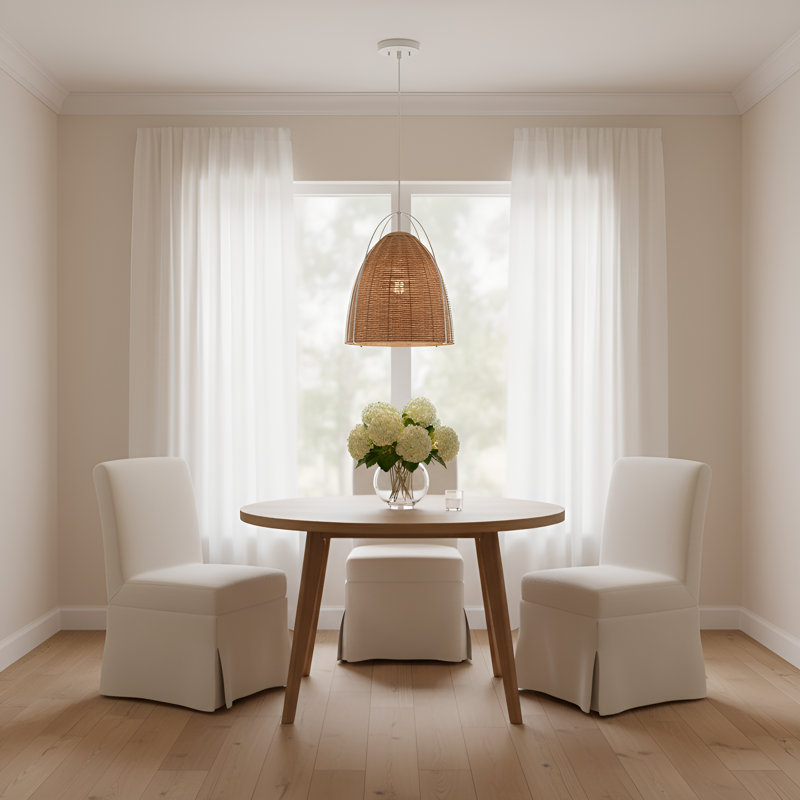 Norman 1 - Light Pendant, 83" H x 13.375" W x 13.375" D, White/Brown