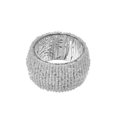 Rond de serviette perlé en vrac blanc - ensemble de 6