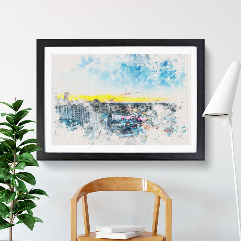 Above New Orleans in Louisiana - Framed Print, 62cm H x 87cm W x 2cm D, Black Framed